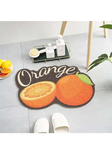 80x50cm Durable PVC Indoor Door Mat High-Traction Dirt-Absorbing &amp; Easy-Clean Design - Orange Style 1