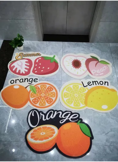80x50cm Durable PVC Indoor Door Mat High-Traction Dirt-Absorbing &amp; Easy-Clean Design - Orange Style 2