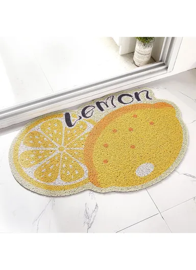 80x50cm Durable PVC Indoor Door Mat High-Traction Dirt-Absorbing &amp; Easy-Clean Design - Lemon