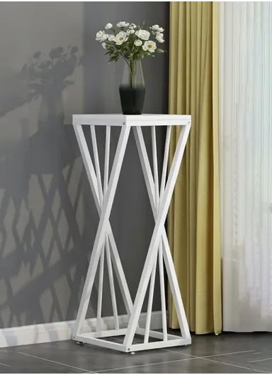 Square Plant Flower Pot Stand with Wooden Shelf, Plant Holder, Plant Display Rack for Balcony, Home, Offices, Hotels &amp; Decorations (H85 x W30 X D30)cm - White