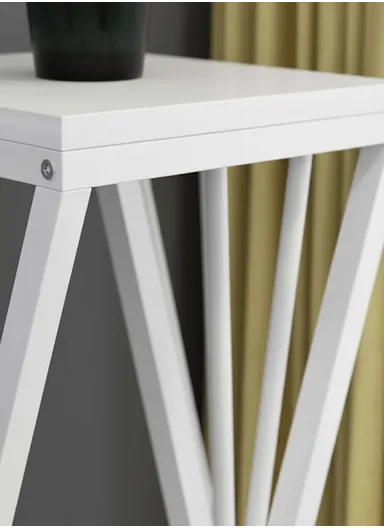 Square Plant Flower Pot Stand with Wooden Shelf, Plant Holder, Plant Display Rack for Balcony, Home, Offices, Hotels &amp; Decorations (H85 x W30 X D30)cm - White