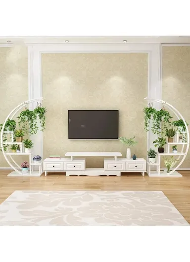 5 Shelves Semicircle Frame Flower Rack, Vertical Plant Stand, Multiple Stand Holder for Living Room, Patio, Front Porch, or Inside Your Home Decoration (W60 x D33 x H145)cm - Black
