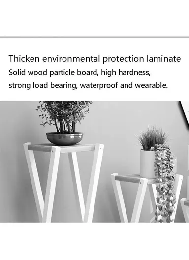 Square Plant Flower Pot Stand with Wooden Shelf, Plant Holder, Plant Display Rack for Balcony, Home, Offices, Hotels &amp; Decorations for Indoor &amp; Outdoor (H80 x W25 x D25)cm - White