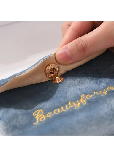 Portable Storage Bag Card Earphone Charger Velvet Small Pouch with Snap Button Closure ZP022 (L12 x W10)cm - Blue