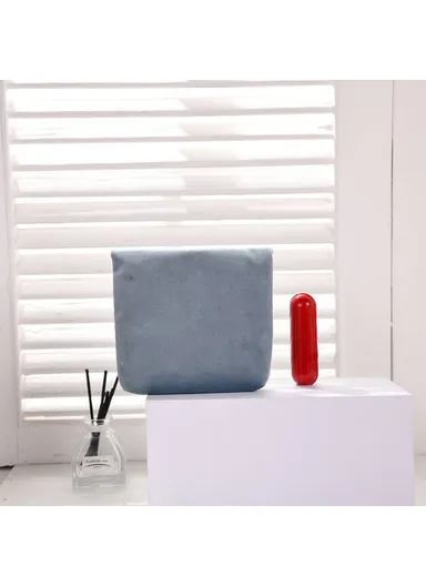 Portable Storage Bag Card Earphone Charger Velvet Small Pouch with Snap Button Closure ZP022 (L12 x W10)cm - Wine Red