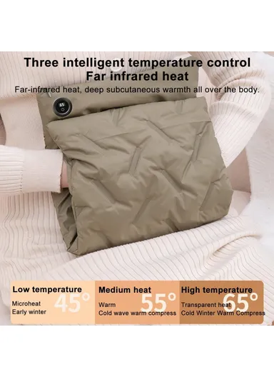 Multifunctional Down Cotton Waterless Electric Heating Hand Warmer Bag (L26 x W27 x T5)cm - Green