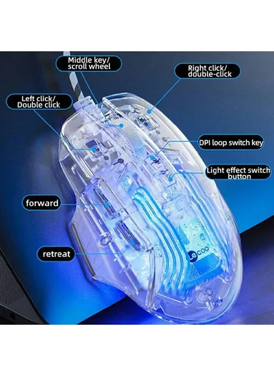 RGB Light USB Wired Gaming Mouse Transparent Computer Laptop Mice MS108 
