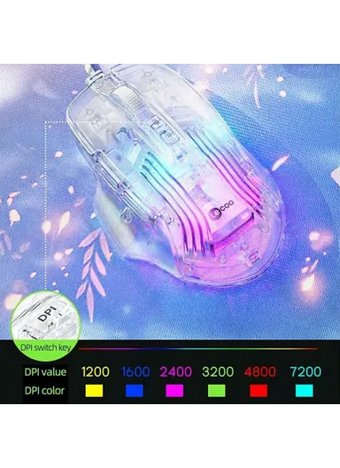RGB Light USB Wired Gaming Mouse Transparent Computer Laptop Mice MS108 