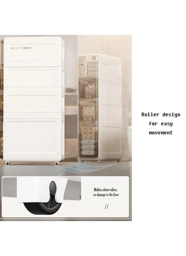 4-Tier Slim Bathroom Storage Cabinet, Multifunctional Tissue Dispenser Narrow Gap Organizer Shelf (L18.6 x W39.1 x H92.7)cm