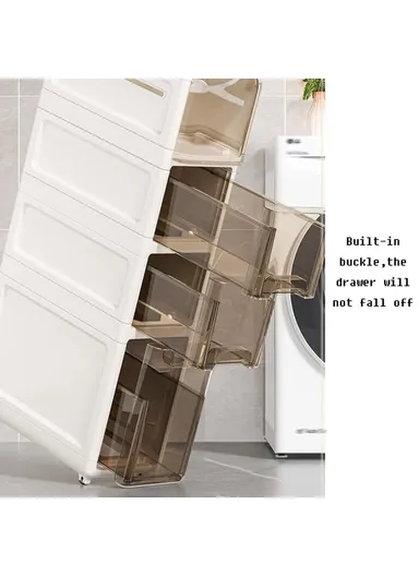 4-Tier Slim Bathroom Storage Cabinet, Multifunctional Tissue Dispenser Narrow Gap Organizer Shelf (L18.6 x W39.1 x H92.7)cm
