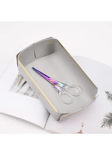 Desktop Leather Storage Tray Jewelry Organizer Catchall Tray for Key Coin Watch Wallet Phone, Size S - Pink