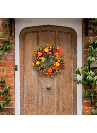 Artificial Pumpkin Berry Wreath Thanksgiving Day Harvest Festival Decor Photo Prop