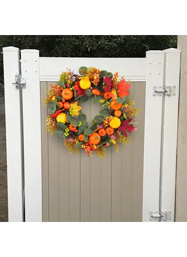 Artificial Pumpkin Berry Wreath Thanksgiving Day Harvest Festival Decor Photo Prop