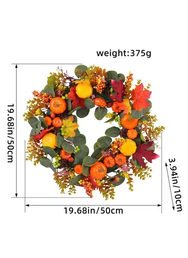 Artificial Pumpkin Berry Wreath Thanksgiving Day Harvest Festival Decor Photo Prop