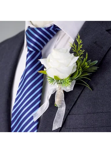 Simulated Rose Silk Wrist Flower, Bride Bridesmaid Corsage / Wrist Flower - Champagne Wrist Flower