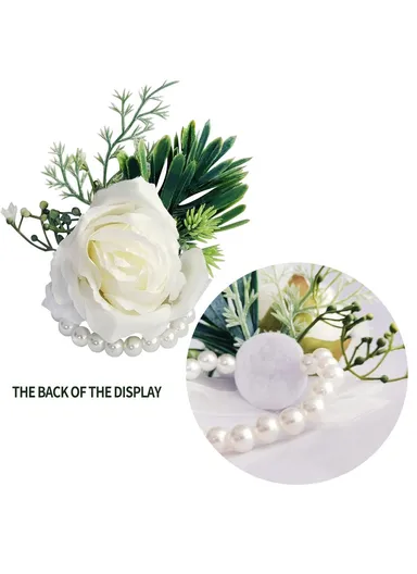 Simulated Rose Silk Wrist Flower, Bride Bridesmaid Corsage / Wrist Flower - Champagne Wrist Flower