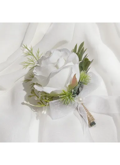 Simulated Rose Silk Wrist Flower, Bride Bridesmaid Corsage / Wrist Flower - Wine Red Wrist Flower