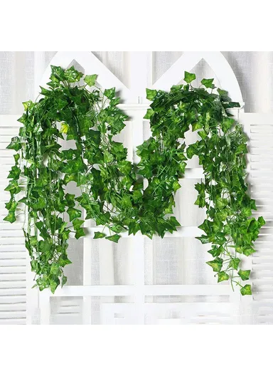 12Pcs 2.1m Simulation Leaves Rattan Plastic Green Vine Artificial Plant Wall Decoration - Ivy