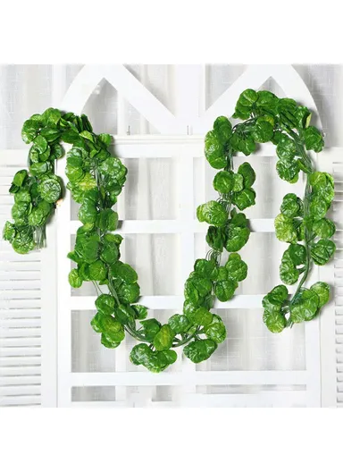 12Pcs 2.1m Simulation Leaves Rattan Plastic Green Vine Artificial Plant Wall Decoration - Begonia Leaves