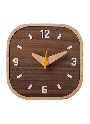 Black Walnut Wood Mini Desk Clock Silent Quartz Movement Table Clock for Bedroom Kitchen