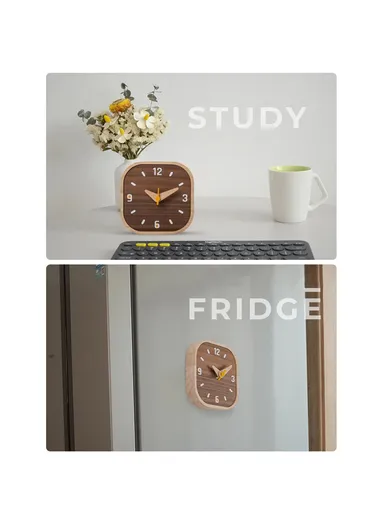 Black Walnut Wood Mini Desk Clock Silent Quartz Movement Table Clock for Bedroom Kitchen