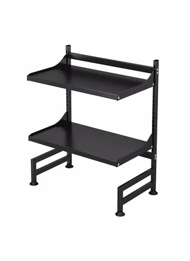 Multi-layer Microwave Shelf, Adjustable Pot Rack, Kitchen Iron Storage Organizer Stand 006-WBL-6965A-53 (L56 x W30.5 x H70)cm - Black