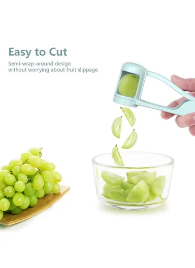 Multi-Function Grape Cutter Tomato Cherry Strawberry Cutter Tools Into 4 Pieces (No FDA, BPA-Free) - Baby Blue