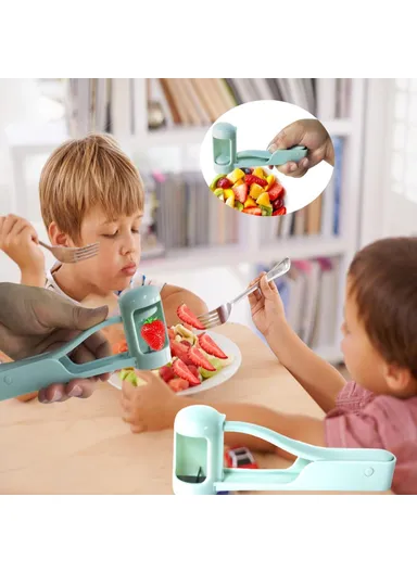 Multi-Function Grape Cutter Tomato Cherry Strawberry Cutter Tools Into 4 Pieces (No FDA, BPA-Free) - Baby Blue