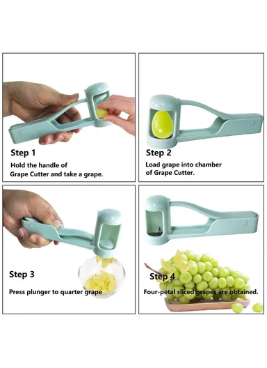 Multi-Function Grape Cutter Tomato Cherry Strawberry Cutter Tools Into 4 Pieces (No FDA, BPA-Free) - Baby Blue