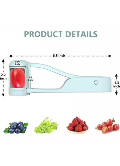 Multi-Function Grape Cutter Tomato Cherry Strawberry Cutter Tools Into 4 Pieces (No FDA, BPA-Free) - Baby Blue