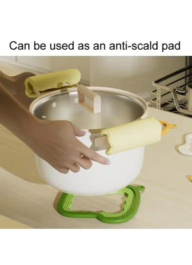 3-in-1 Detachable Heat Insulation Mat Non-Slip Silicone Placemat with Hanging Hole (L10 x W6.6)cm - Yellow