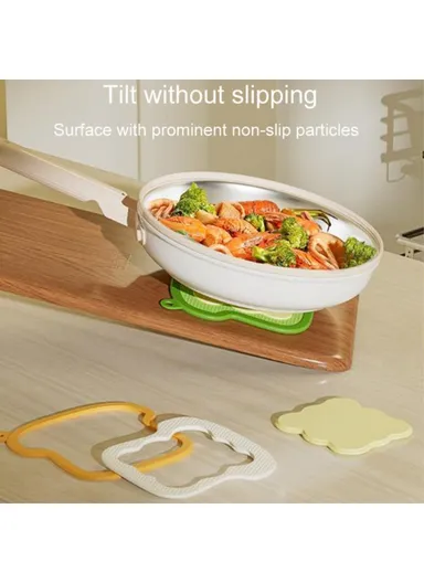 3-in-1 Detachable Heat Insulation Mat Non-Slip Silicone Placemat with Hanging Hole (L10 x W6.6)cm - Green