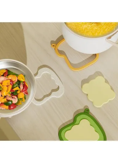 3-in-1 Detachable Heat Insulation Mat Non-Slip Silicone Placemat with Hanging Hole (L10 x W6.6)cm - Green