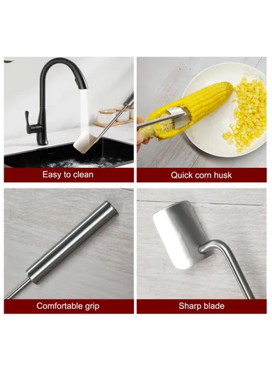 Stainless Steel Corn Cob Husker Manual Corn Stripper Ergonomic Corn Stripping Shovel (No FDA, BPA Free)