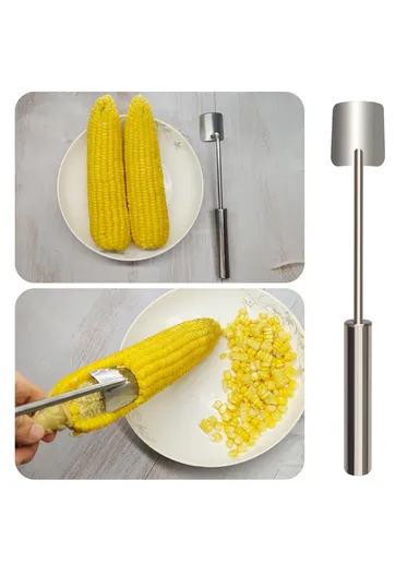 Stainless Steel Corn Cob Husker Manual Corn Stripper Ergonomic Corn Stripping Shovel (No FDA, BPA Free)