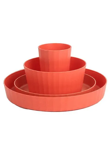 16Pcs / Set PP+Wheat Straw Dining Bowl Plate Water Cup Tableware Set (BPA Free, with PP Material FDA Certificate) - Orange