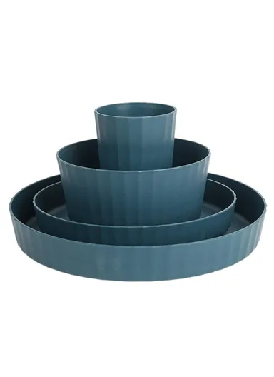 16Pcs / Set PP+Wheat Straw Dining Bowl Plate Water Cup Tableware Set (BPA Free, with PP Material FDA Certificate) - Blue