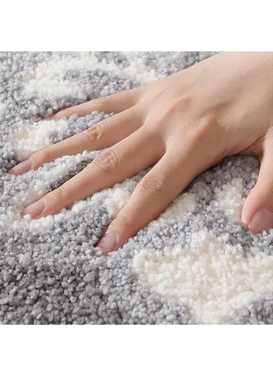 50x80cm Modern Bathroom Floor Mat Non-Slip Polyester Water Absorbent Foot Rug - Coffee+White