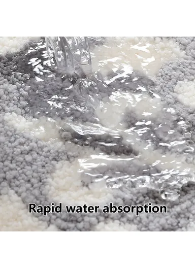 50x80cm Modern Bathroom Floor Mat Non-Slip Polyester Water Absorbent Foot Rug - Brown