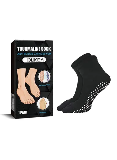 1 Pair Anti Bunion and Varicose Vein Non-Slip Tourmaline Socks HKB05-A018-1-BK1