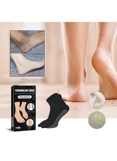 1 Pair Anti Bunion and Varicose Vein Non-Slip Moisturizing &amp; Soothing Skin Tourmaline Socks HKB05-A018-1-BK1