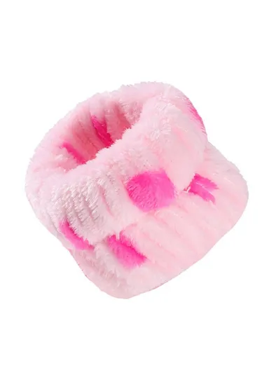 1 Pair Spa Wristband Flannel Wristband Wash Towel Band Wristband Face Wash Absorbent Wristband Wrist Sweatband (D5.5 x H9)cm - Pink / Dots