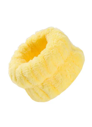 1 Pair Spa Wristband Flannel Wristband Wash Towel Band Wristband Face Wash Absorbent Wristband Wrist Sweatband (D5.5 x H9)cm - Yellow