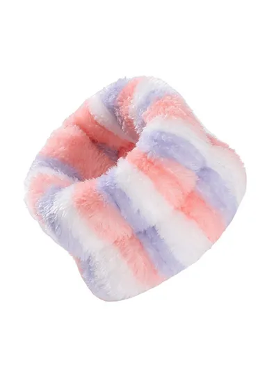 1 Pair Spa Wristband Flannel Wristband Wash Towel Band Wristband Face Wash Absorbent Wristband Wrist Sweatband (D5.5 x H9)cm - Tricolor Stripe