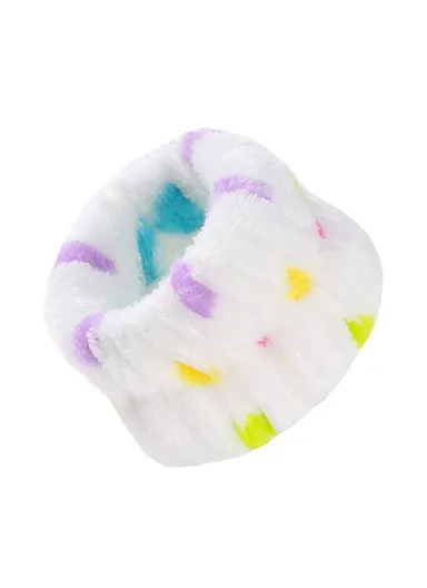 1 Pair Spa Wristband Flannel Wristband Wash Towel Band Wristband Face Wash Absorbent Wristband Wrist Sweatband (D5.5 x H9)cm - White &amp; Rainbow