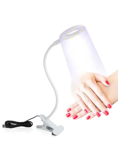 Portable USB Nail Extension Nail Polish Curing Lamp Manicure Phototherapy Ring Light with Clip 102 - White