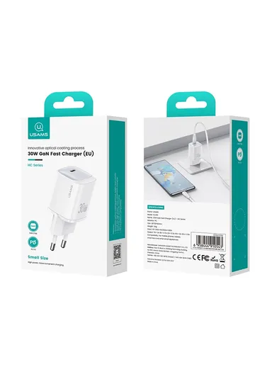 Fast GaN Charger PD 30W Ultra-Compact Power Delivery Wall Adapter, EU Plug CC251 - White