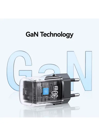 Fast GaN Charger PD 30W Ultra-Compact Power Delivery Wall Adapter, EU Plug CC251 - White