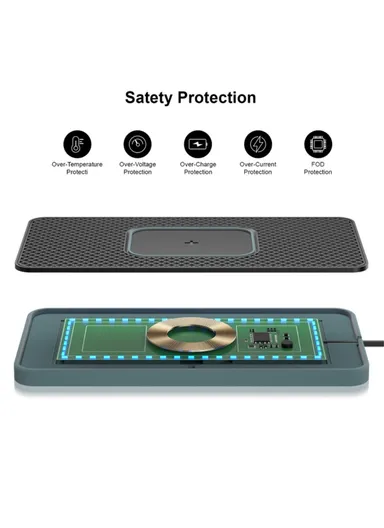 Ambient Light Car 15W Cellphone Wireless Charger Non-Slip Mat Auto SUV Charging Pad with 0.3m USB Cable