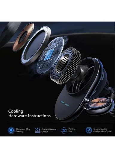 Car Air Outlet Semiconductor Cooling Magnetic Wireless Charger for Apple Watch / iPhone 12-15 S17 